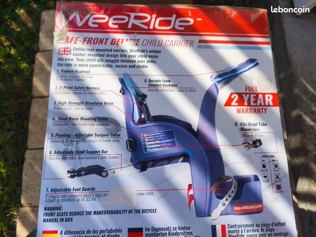 Siège enfant avant pour vélo WeeRide classic