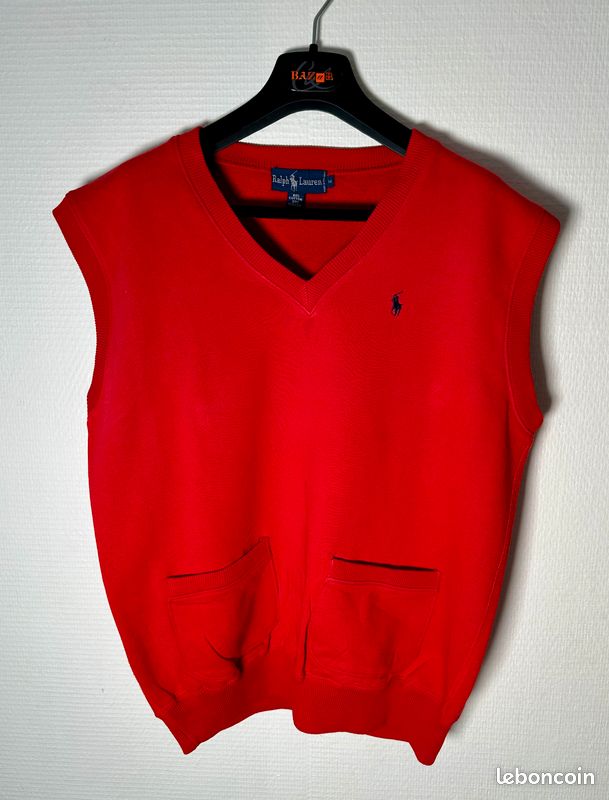 Sans Manche Ralph Lauren Pull Col V ❤️ Gilet Pull Sans