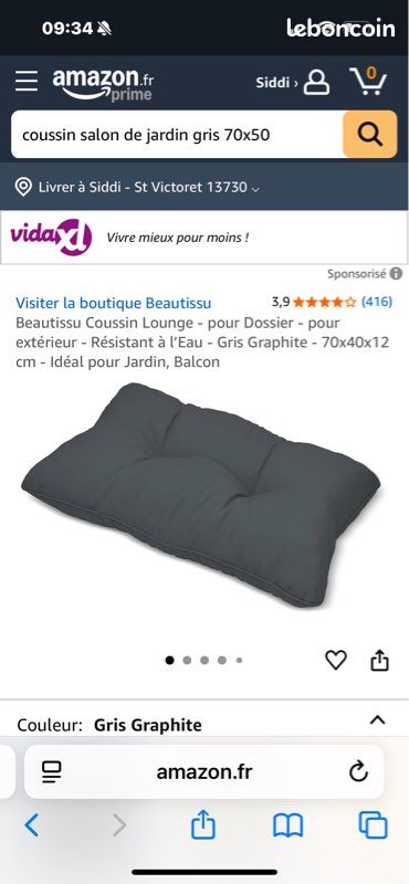 Lot de 6 Coussins extérieur pour salon de jardin gris (image 1)