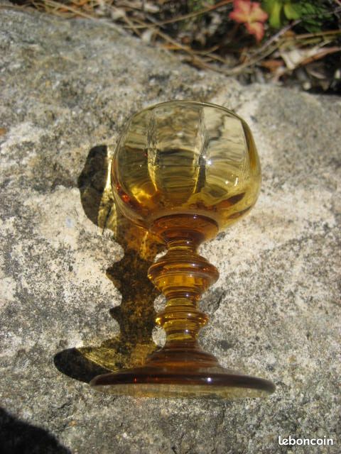 Lot De 4 Grands Verres Ambre – Fabrication Artisanale – Comme Neufs