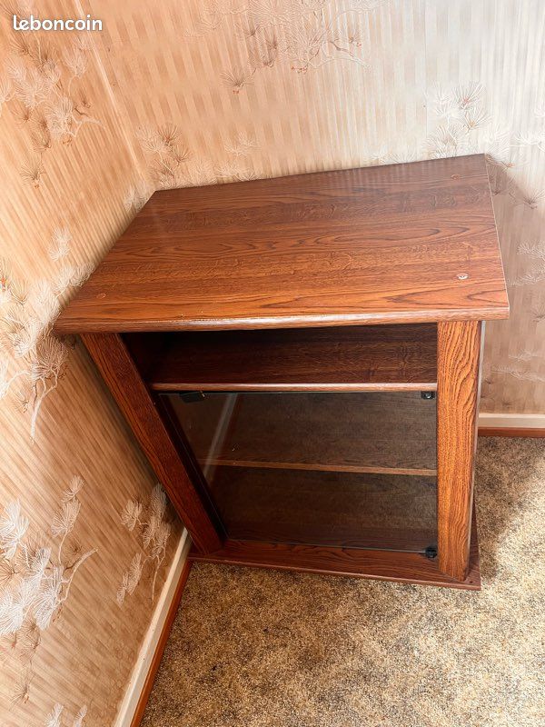 Meuble TV / meuble d’appoint en bois avec vitre (image 3)