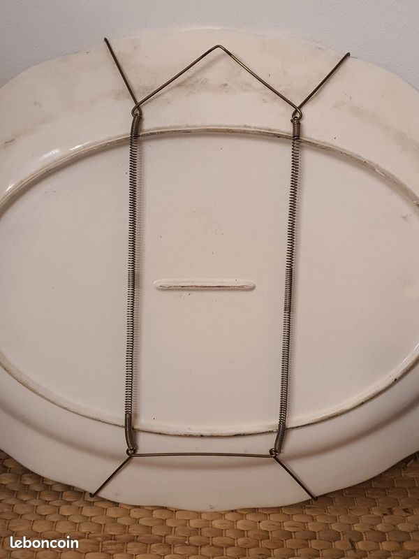 Grand plat ovale de service vintage - Décor oiseaux et fleurs - 47 cm (image 2)