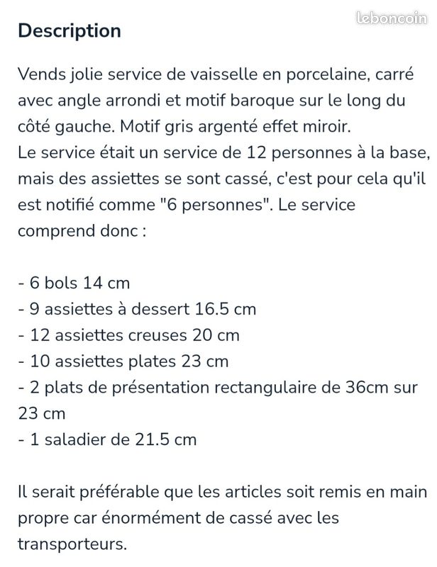 Service vaisselle porcelaine blanche et grise (image 8)