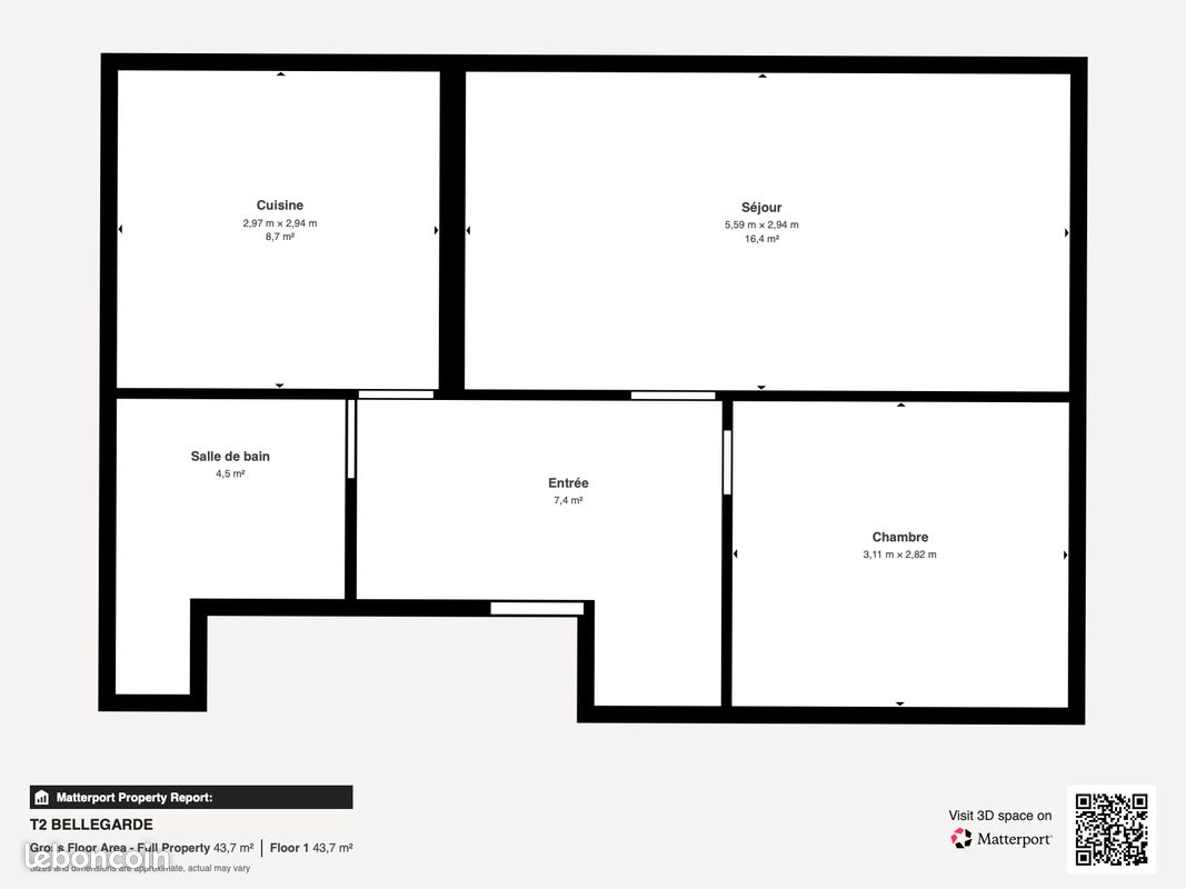 Appartement 2 pièces 45 m² · à Bellegarde · 45 m² · 500 €/mois