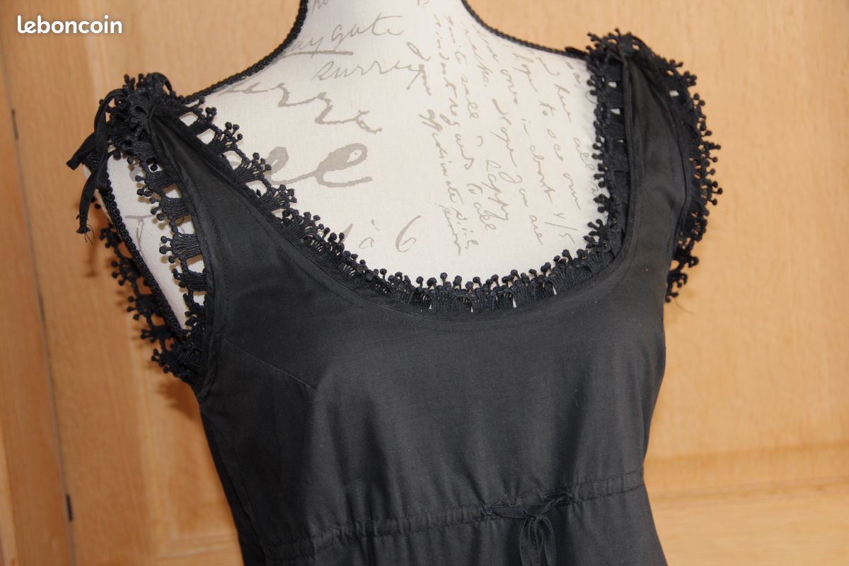 ONE STEP robe d'été coton et dentelle noir T 36 (image 6)