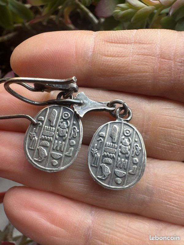 Paire De Boucles D'oreilles Pendantes En Argent 925 Vintage - Ancien, Occasion