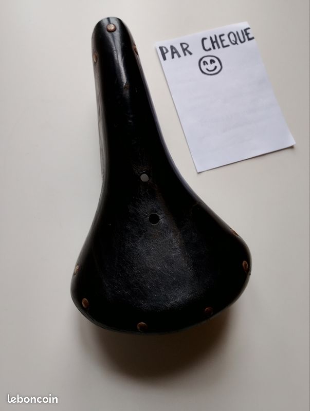 Selle De Vélo Cuir Ideale 39 Vintage - Noire, Rails Acier, Fabrication Française