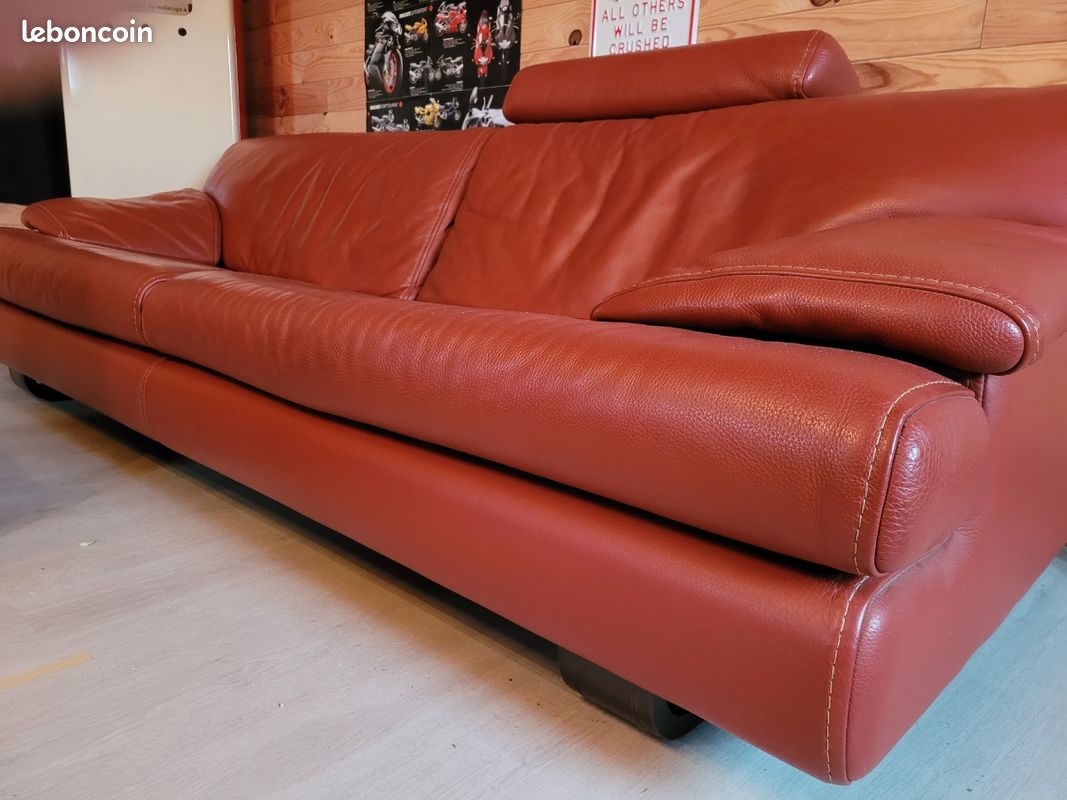 Canapé modulable en cuir blanc, Roche Bobois