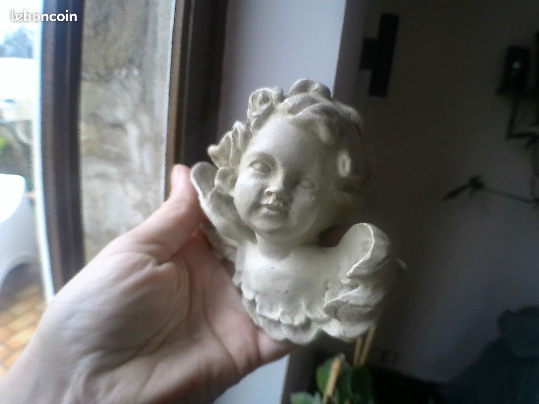 Statue D'ange En Plâtre Powertex - 2 Pièces, Couleur Blanche, Neuve, Fabrication Belgique