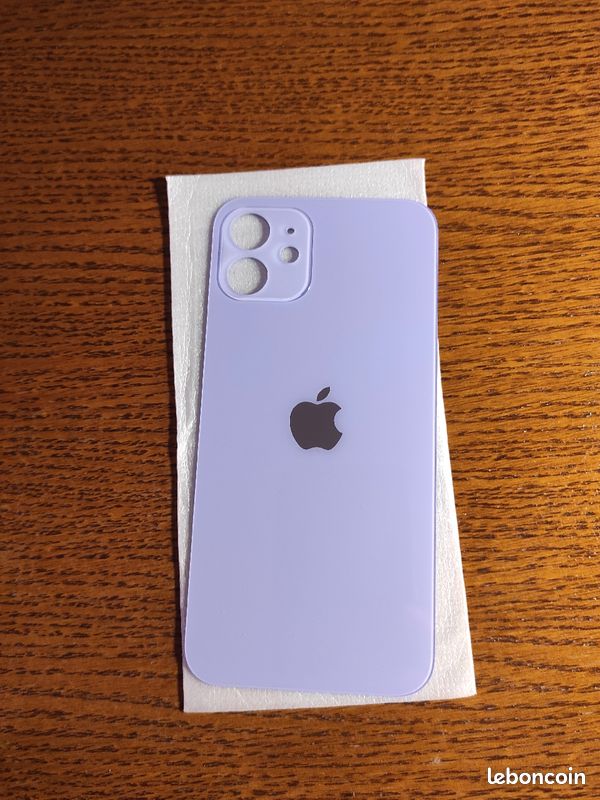 Vitre Arrière De Remplacement Pour IPhone 12 - Violet Avec Gros Trou Et Adhésif - Neuf