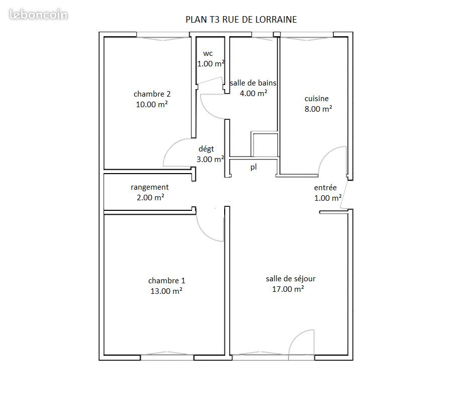 Appartement 3 pièces 59 m² · à Rethel · 59 m² · 467 €/mois
