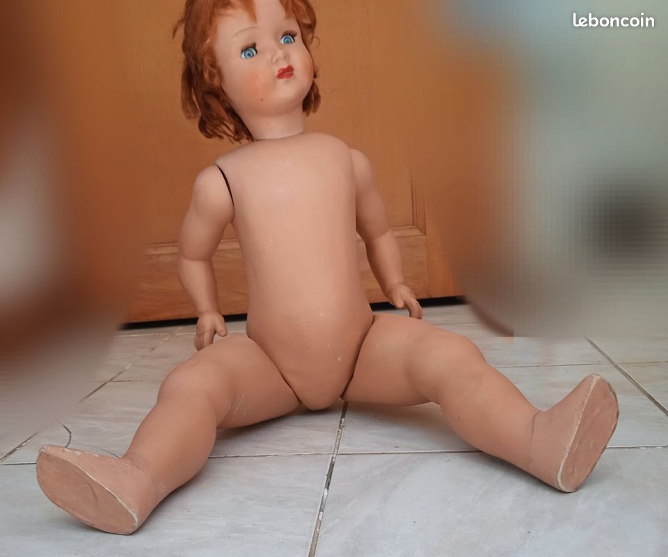 SNF POUPÉE CELLULOÏD RARE MONIQUE YEUX DORMEURS RIBOULANTS - Petit Accident Bras EUR 150,00 - FR