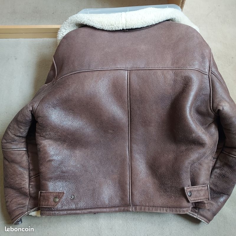 Blouson bombardier cuir peau lainée L (image 4)