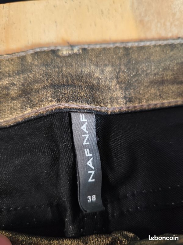 Pantalon skinny noir doré cuivré - Naf Naf Taille 38 (Dimensions en photos) (image 11)