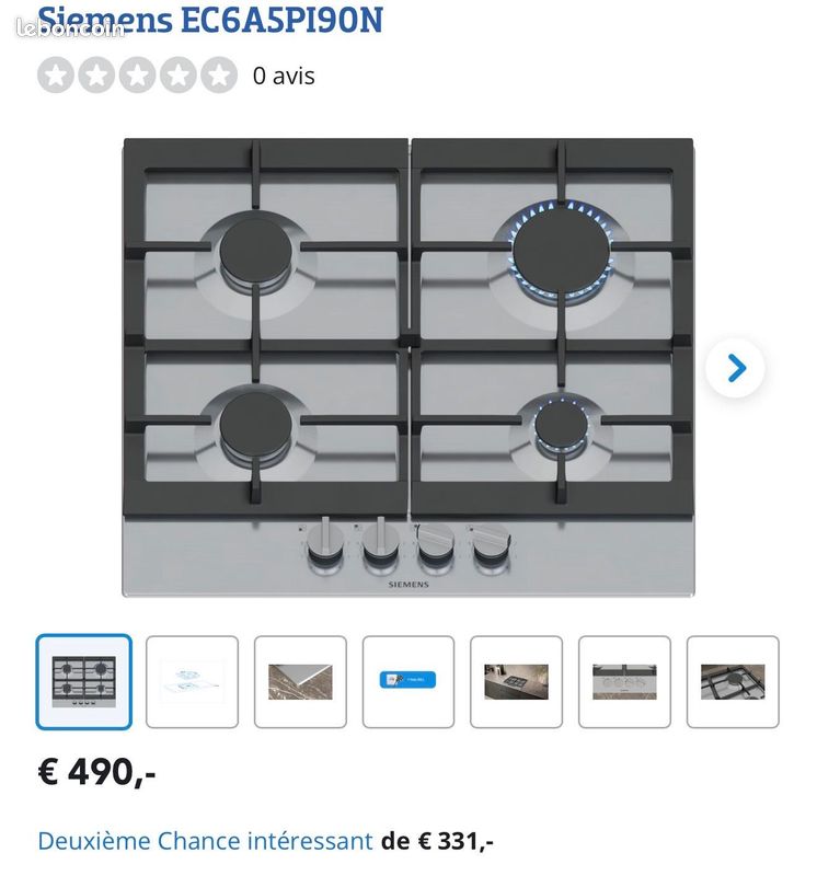 Plaque de cuisson encastrable gaz Siemens ECA5PI90N (image 6)