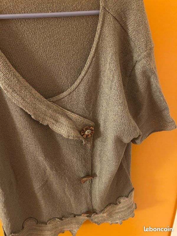 Pull manches courtes vert kaki (image 6)