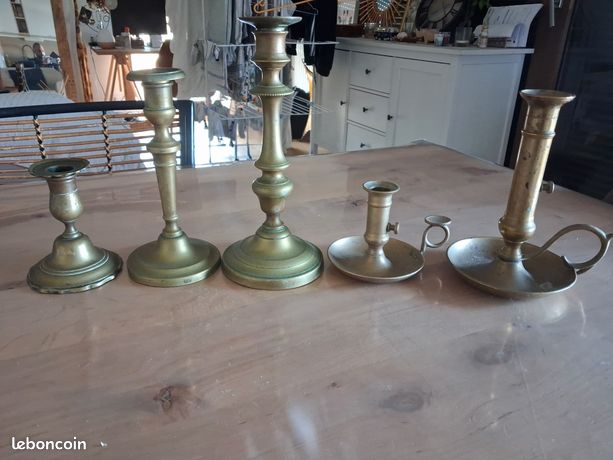 Lot Bougeoirs Anciens, Style Classique, Sans Marque, Très Bon état