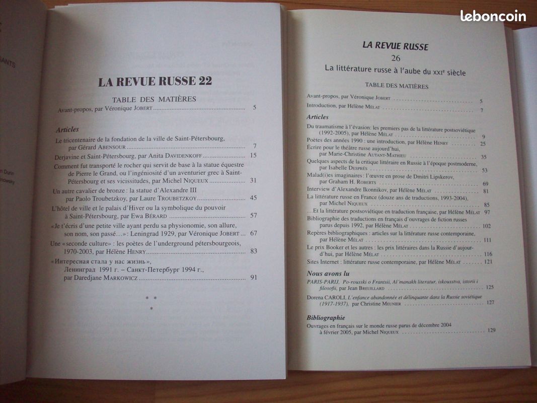 LA REVUE RUSSE numéros 22 26 28 34 de 2003 2005 2006 2010 Institut d'études slaves - 300 ans Saint Pétersbourg, Littérature russe à l'aube du XXIe siècle, Le XXe Congrès et la culture, Vues de GOGOL (image 9)