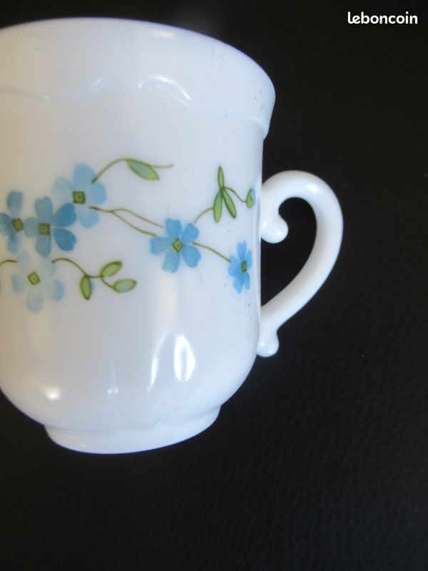 Service à Café Arcopal Veronica - 6 Tasses Et Soucoupes - Vintage Blanc