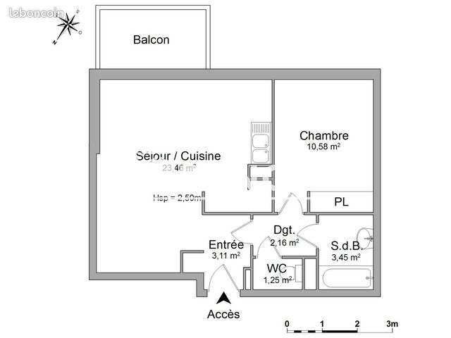 Appartement 2 pièces 44 m² · à Mourenx · 44 m² · 523 €