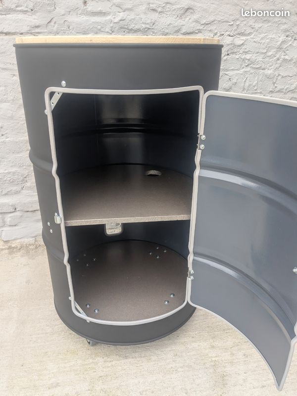 Baril métal CUSTOM 60L NOIR MATE bidon tonneau coffre
