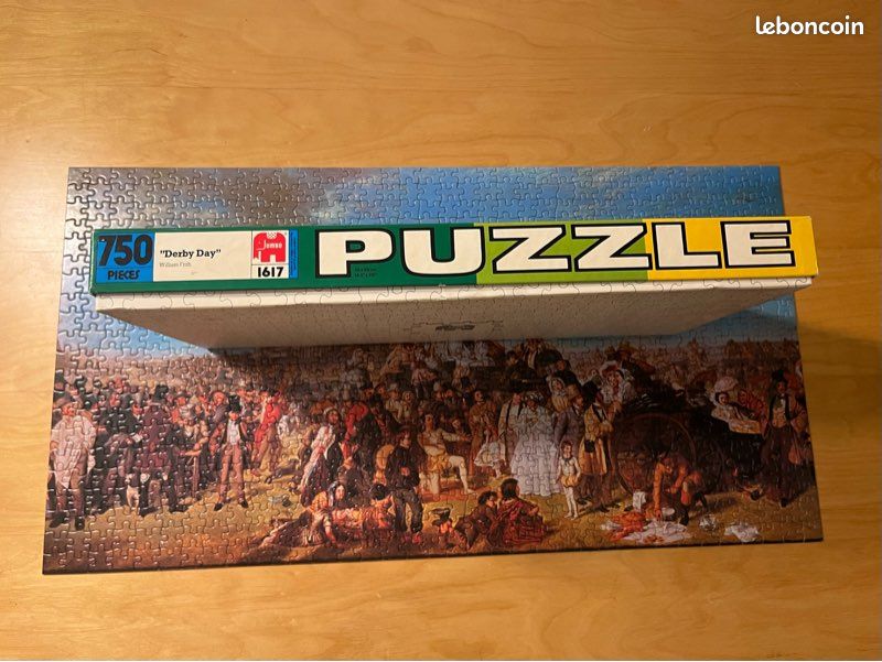 Puzzle vintage rare 750 pièce d’après le tableau « derby day » de frith (image 3)
