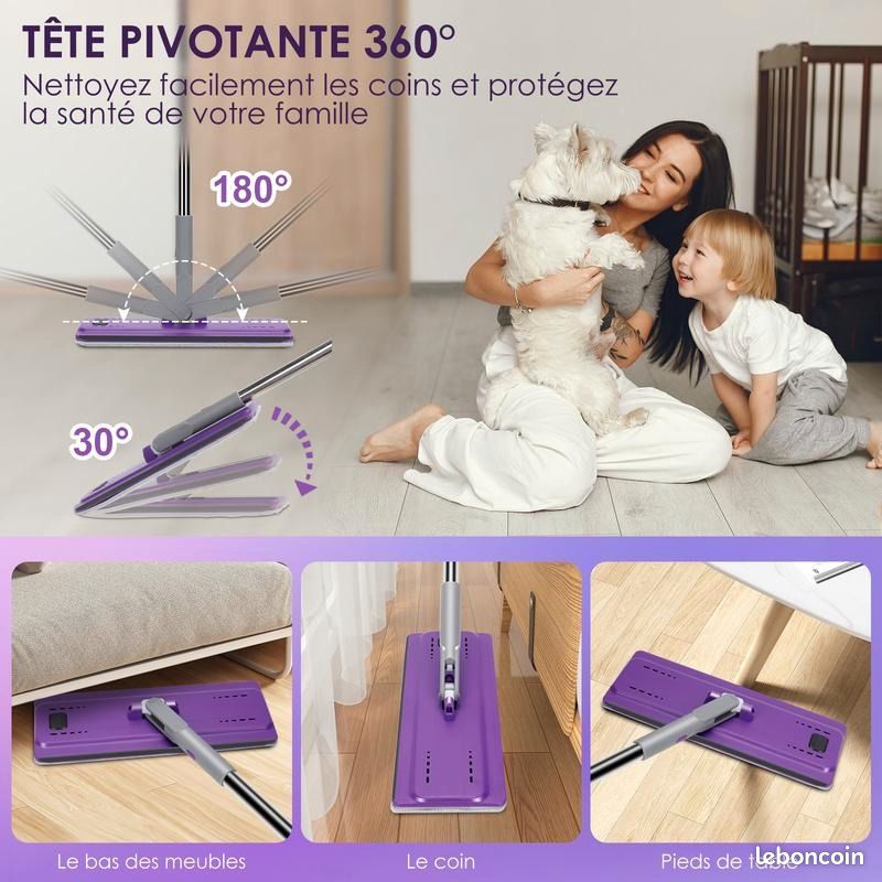 Vadrouille de Nettoyage des Murs | Vadrouille de Nettoyage réglable à 360 ° en Forme de trèfle , avec 3 Tampon de Rechange, Bleu - Maison