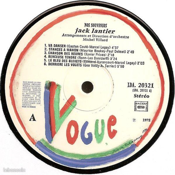 Jack Lantier – Nos Souvenirs - Vinyle 1978 (image 3)