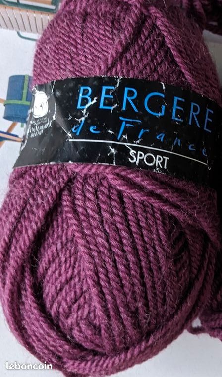 🌼🪴lot 2 anciennes pelotes Bergère de France Sport -Couleur prune-51%laine et 49% Acrylique-Aiguilles adaptées N° 4 ou crochet N° 3,5 ou 4 (cf, photos) (image 19)
