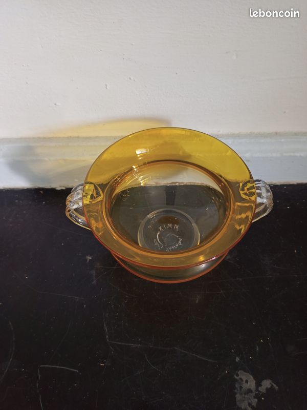 JOLIE COUPE VIDE POCHE EN VERRE SOUFFLE Avec ROSE VERRE Avec PAILLETTES Or Imgx2000 4302