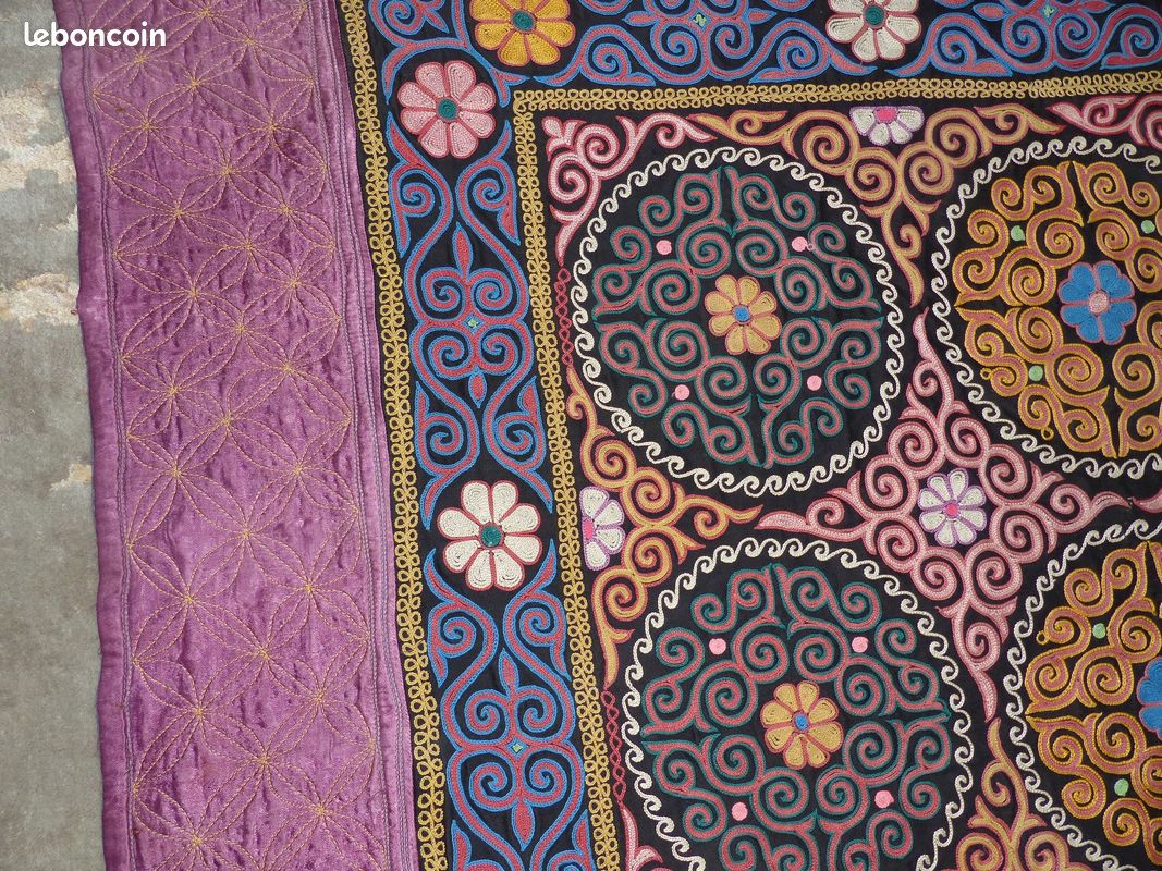 Tenture kazakhe authentique Mongolie tapis suzani broderie (image 3)