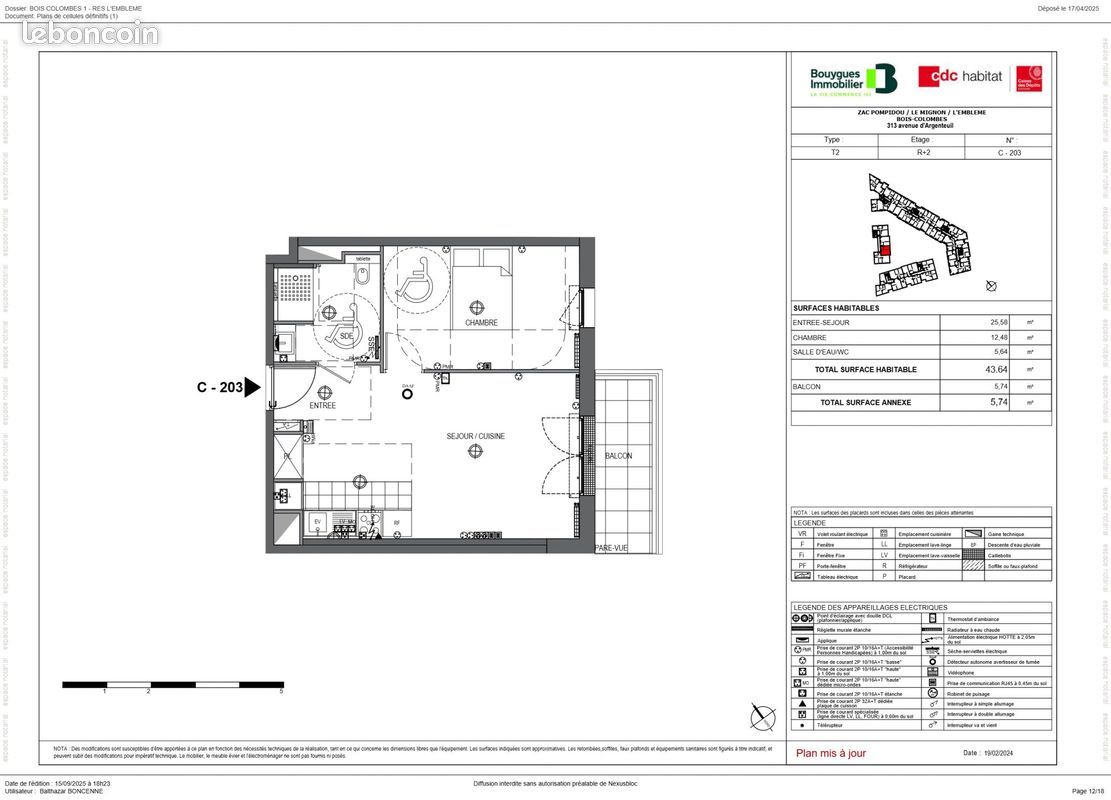Appartement 2 pièces 44 m² · à Bois-Colombes · 44 m² · 332 000 €