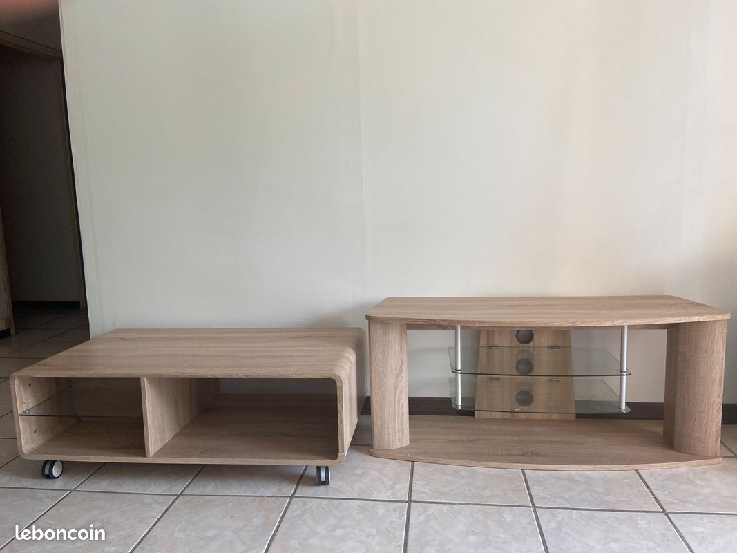 Meuble tele et table de salon assortie (image 1)