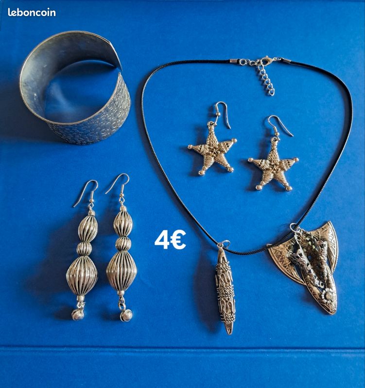 Ensemble bijoux fantaisie en métal argenté pour femme (image 1)