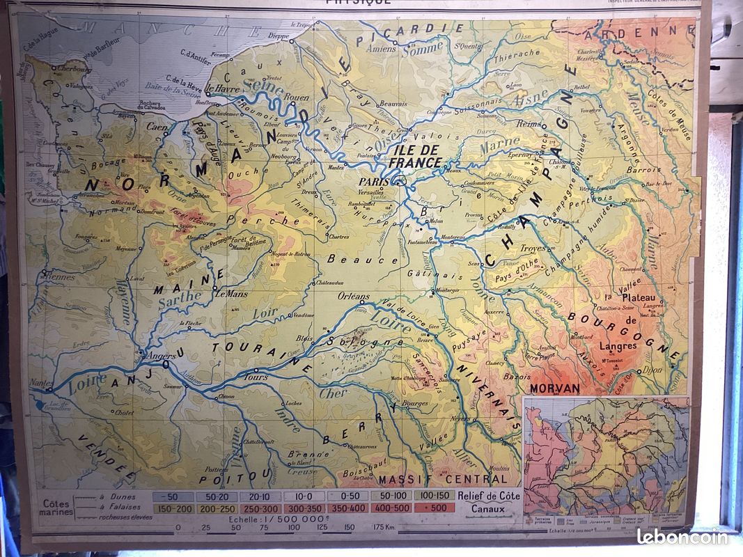 Ancienne carte scolaire Île de France Paris (image 1)