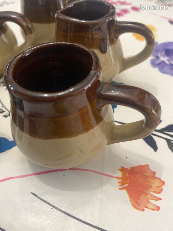 Service à café vintage en grès – 14 tasses + sucrier – Années 70/80 (image 4)