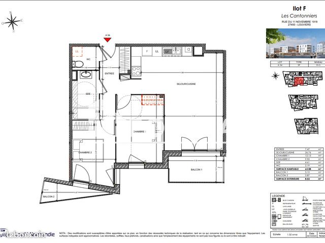 Appartement 3 pièces 63 m² · à Louviers · 63 m² · 731 €/mois