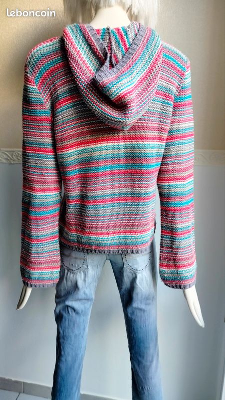 Pull rayé à capuche vintage Y2K coloré M(38/40) N (image 5)