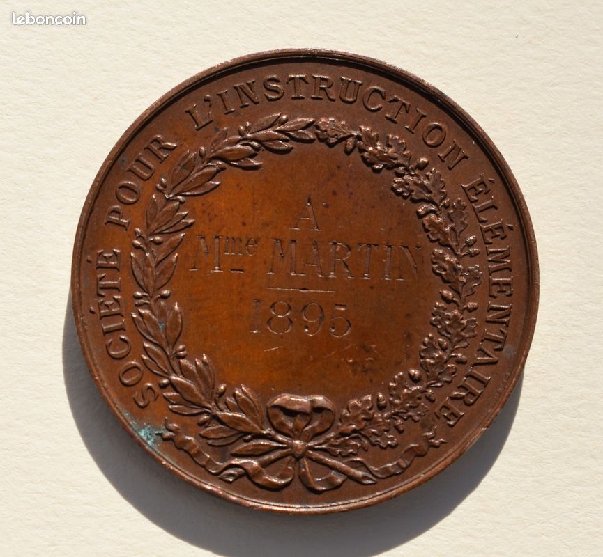 Médaille Société Pour L'Instruction Élémentaire - Signée DOMARD (image 2)