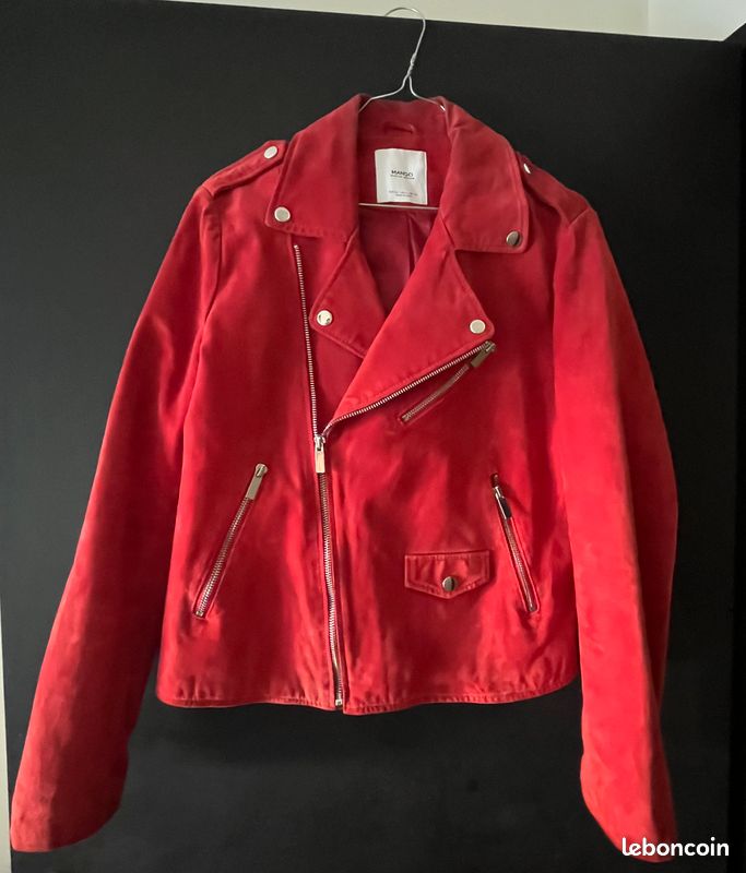 Red Perfecto Rouge Daim Veste Cuir Perfecto Cuir Femme Rouge
