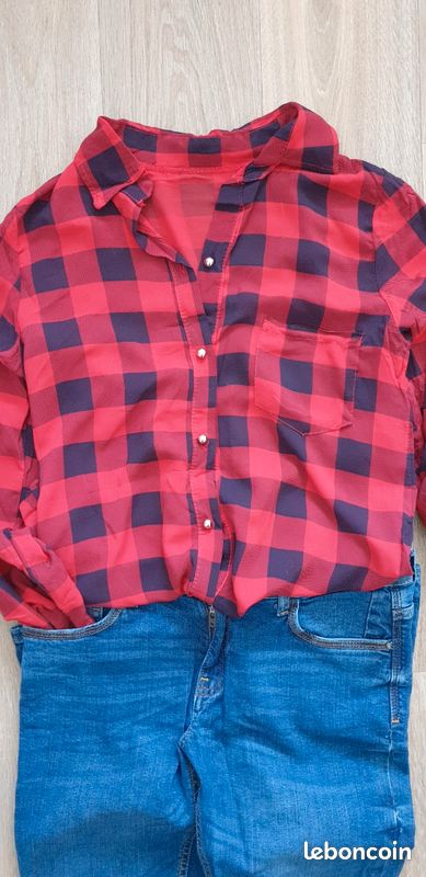 Chemise Homme Izod à Carreaux Bleu Et Rouge - 100% Coton - Manches Longues - Taille L - Neuf Sans étiquette