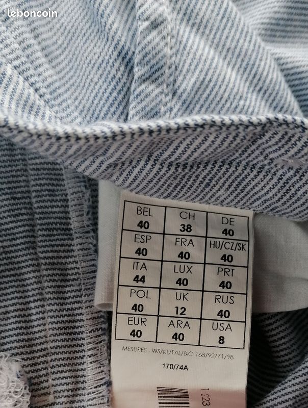Pantalon rayé blanc/bleu, Promod, T40 (image 2)