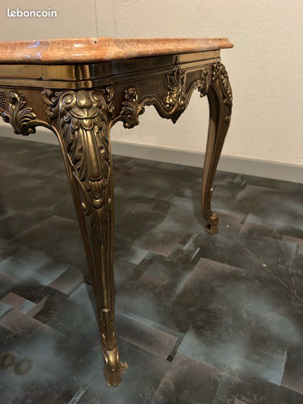 Table de salon bronze et marbre (image 5)