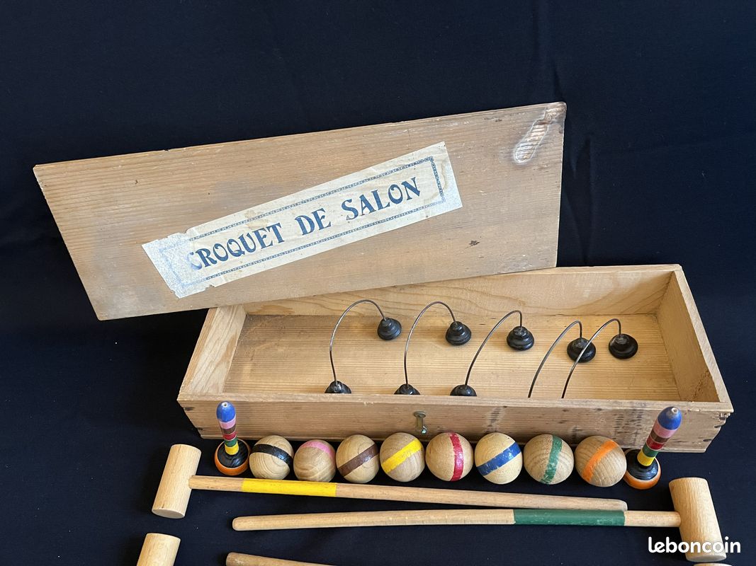 Jeu de croquet ancien en bois année 60