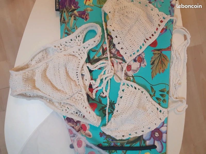 đč Maillot de Bain Bikini Crochet Dentelle - Boho Ibiza (S/M) (image 9)