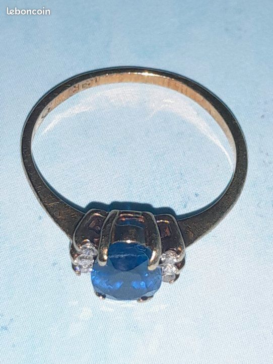 Bague ancienne or saphir diamants (image 3)