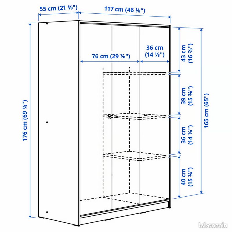 Armoire IKEA KLEPPSTAD 3 portes blanche très bon état (image 3)