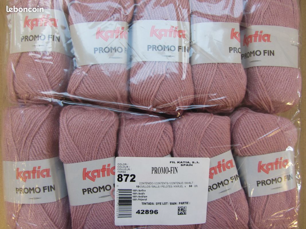 Pelotes De Laine Katia Blues - Coloris Rose N°63 - Pour Aiguilles N°6 Ou Crochet N°4 - Fabriqué En France
