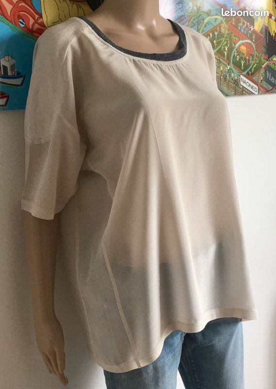 Top Iro crème et gris anthracite - Taille M (image 4)