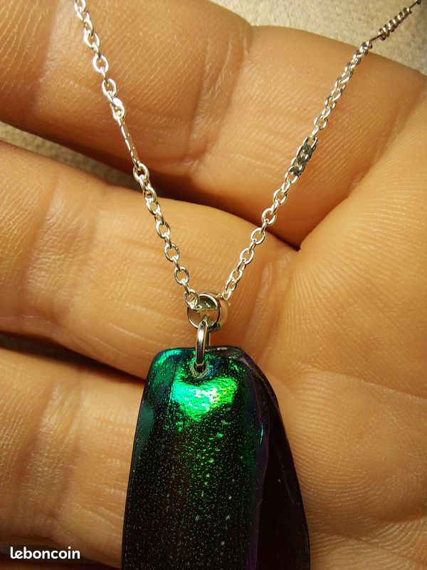 Pendentif élytres Sternocera – Vrai scarabée – Collier argent 925 – Bijou curiosités – Insecte naturel – Chaînes au choix (image 6)